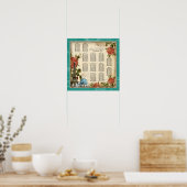 ヴィンテージ孔雀ティール(緑がかった色)披露宴表座席表 ポスター (キッチン)