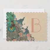 ヴィンテージ孔雀バードケージフェザーウェディングインビテート 招待状 (裏面)