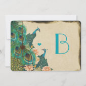 ヴィンテージ孔雀バードケージフェザーウェディング招待状 招待状 (裏面)