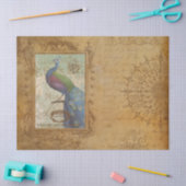 ヴィンテージ孔雀バードデクページティッシュペーパー 薄葉紙 (クラフト)