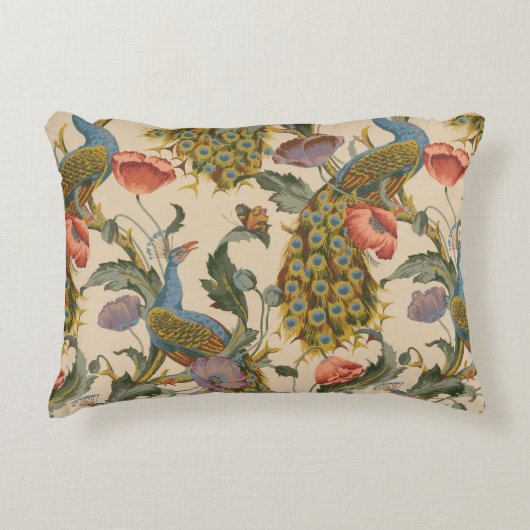ヴィンテージ孔雀パタカラフルーン アクセントクッション (正面)
