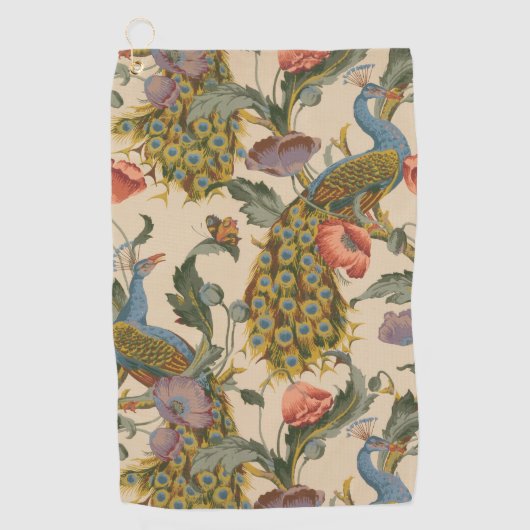 ヴィンテージ孔雀パタカラフルーン ゴルフタオル (正面)