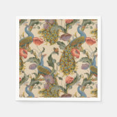 ヴィンテージ孔雀パタカラフルーン スタンダードカクテルナプキン (正面)