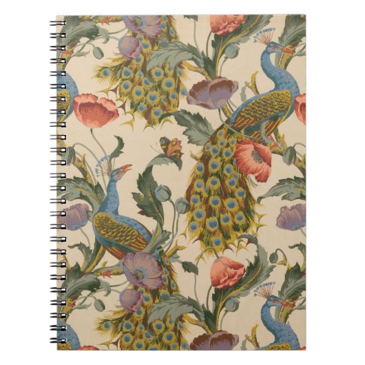 ヴィンテージ孔雀パタカラフルーン ノートブック (正面)