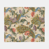 ヴィンテージ孔雀パタカラフルーン フリースブランケット (正面(横))