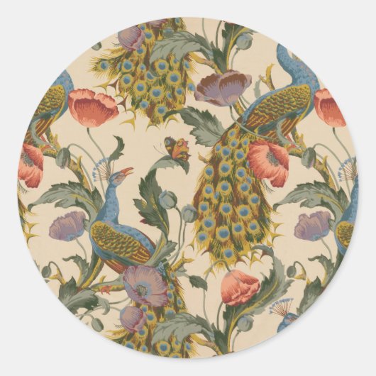 ヴィンテージ孔雀パタカラフルーン ラウンドシール (正面)