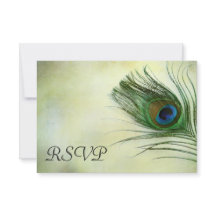 ヴィンテージ孔雀フェザーウェディングRSVPレスポンスカード