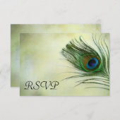 ヴィンテージ孔雀フェザーウェディングRSVPレスポンスカード 出欠カード (正面/裏面)