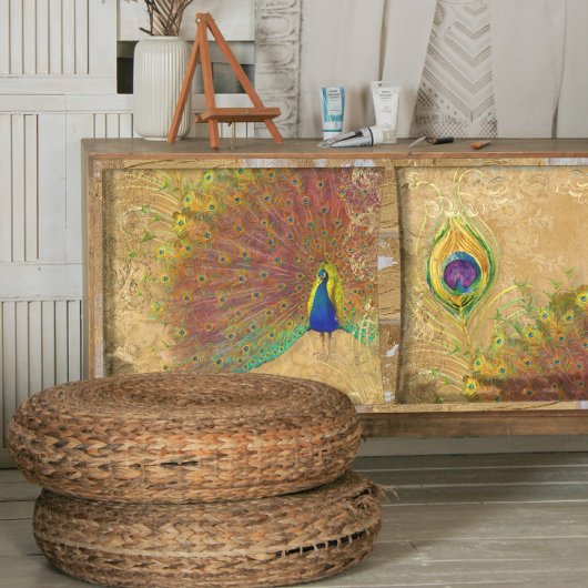 ヴィンテージ孔雀フェザーギルド金ゴールドスクロール1 薄葉紙