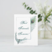 ヴィンテージ孔雀フェザー感動的BFF引用文 ポストカード (スタンド正面)