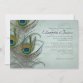 ヴィンテージ孔雀フェザー結婚式招待状 招待状 (正面)