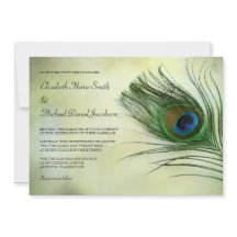 ヴィンテージ孔雀フェザー結婚式招待状