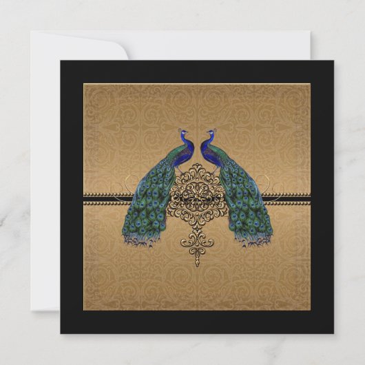 ヴィンテージ孔雀フェザー7 – エレガントフォーマルな結婚式 招待状 (裏面)