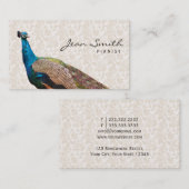 ヴィンテージ孔雀フローラピアニスト名刺 名刺 (正面/裏面)