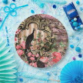 ヴィンテージ孔雀フローラミュージカルノートピンクと金ゴールド ペーパープレート (パーティー)