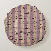 ヴィンテージ孔雀フローラミュージカルノートピンクと金ゴールド ラウンドクッション (裏面)