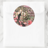 ヴィンテージ孔雀フローラミュージカルノートピンクと金ゴールド ラウンドシール (バッグ)