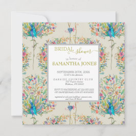 ヴィンテージ孔雀ブライダルシャワー招待 招待状