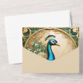 ヴィンテージ孔雀ラグジュアリーアールヌーボーエレガント鳥 オールインワン招待状 (裏面)