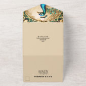 ヴィンテージ孔雀ラグジュアリーアールヌーボーエレガント鳥 オールインワン招待状 (外側)