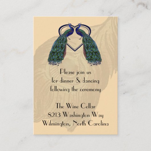 ヴィンテージ孔雀披露宴挿入カード エンクロージャーカード (正面)