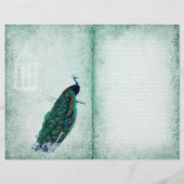 ヴィンテージ孔雀春グリーンジャーナルページ (裏面)