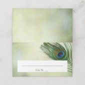 ヴィンテージ孔雀結婚羽の折り プレイスカード (外部開封)