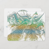 ヴィンテージ孔雀結婚鳥の応答カード 出欠カード (正面/裏面)