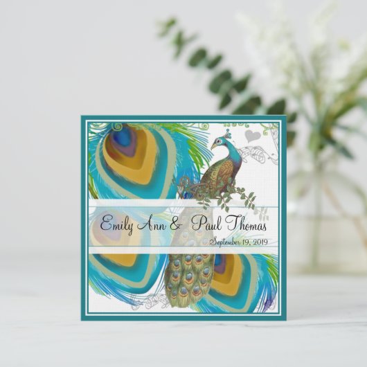 ヴィンテージ孔雀3羽の日付を保存 セーブザデート (スタンド正面)