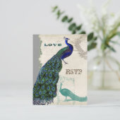 ヴィンテージ孔雀5 -フォーマル結婚式招待状 エンクロージャーカード (スタンド正面)