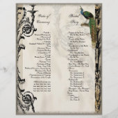 ヴィンテージ孔雀6 – エレガントな結婚式プログラム (裏面)