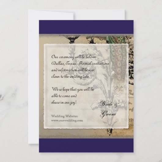 ヴィンテージ孔雀6 – 日付を保存 セーブザデート (正面)