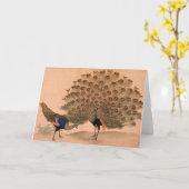 ヴィンテージ孔雀 カード (黄色い花)