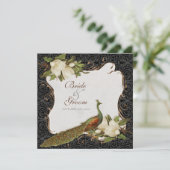 ヴィンテージ孔雀&マグノリア渦巻き旋回ウェディング招待 招待状 (スタンド正面)