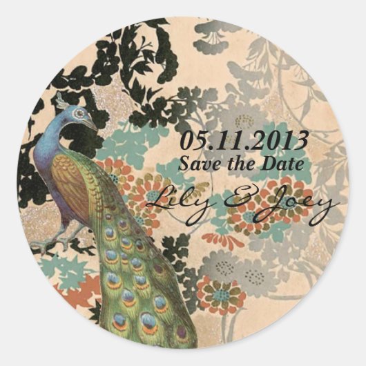 ヴィンテージ孔雀 ラウンドシール (正面)