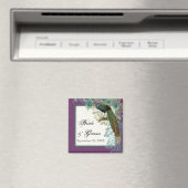 ヴィンテージ孔雀、羽毛のエッチング日付を保存 マグネット (インサイチュ (食洗機))