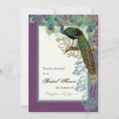 ヴィンテージ孔雀，羽nエッチング – 招待状 (裏面)
