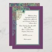 ヴィンテージ孔雀，羽nエッチング – 招待状 (正面/裏面)