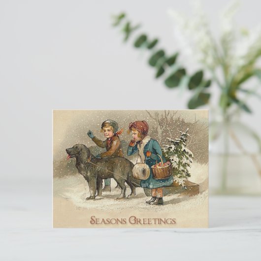 ヴィンテージ季節のごあいさつカード – 休暇のために シーズンポストカード (スタンド正面)