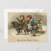 ヴィンテージ季節のごあいさつカード – 休暇のために シーズンポストカード (正面/裏面)