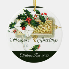 ヴィンテージ季節のごあいさつクリスマス装飾 セラミックオーナメント