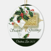 ヴィンテージ季節のごあいさつクリスマス装飾 セラミックオーナメント (左)