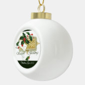 ヴィンテージ季節のごあいさつクリスマス装飾 セラミックボールオーナメント (右)