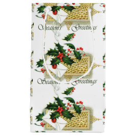 ヴィンテージ季節のごあいさつクリスマス スモールペーパーバッグ