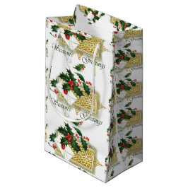 ヴィンテージ季節のごあいさつクリスマス スモールペーパーバッグ