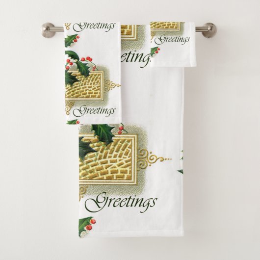 ヴィンテージ季節のごあいさつクリスマス バスタオルセット (インサイチュ)