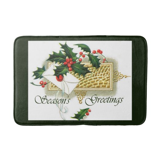 ヴィンテージ季節のごあいさつクリスマス バスマット (正面)