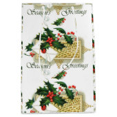 ヴィンテージ季節のごあいさつクリスマス ミディアムペーパーバッグ (正面)