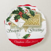 ヴィンテージ季節のごあいさつクリスマス ラウンドクッション (裏面)