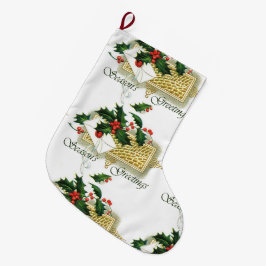 ヴィンテージ季節のごあいさつクリスマス ラージクリスマスストッキング